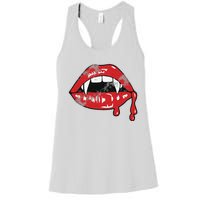 Vampire Lips Lazy Halloween Costume Blood Fangs Women's Racerback Tank