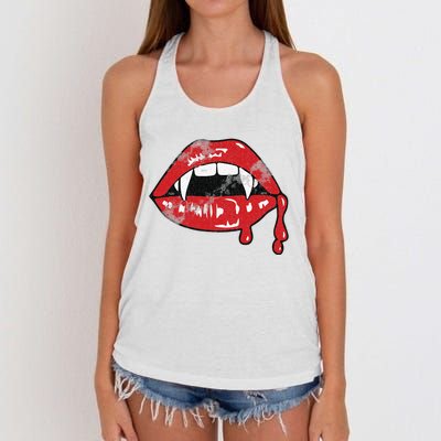 Vampire Lips Lazy Halloween Costume Blood Fangs Women's Knotted Racerback Tank