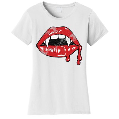 Vampire Lips Lazy Halloween Costume Blood Fangs Women's T-Shirt