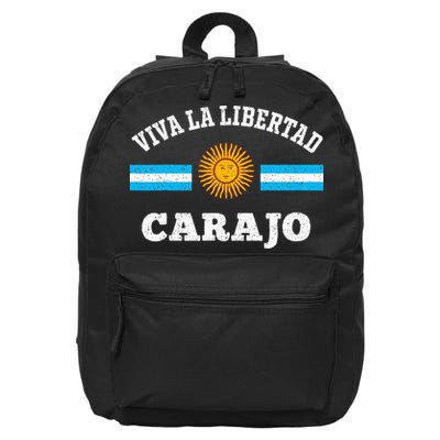 Viva La Libertad Carajo Javier Milei Presidente De Argentina 16 in Basic Backpack