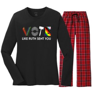 Vote Like Like Ruth Sent You Feminist Rbg Ruth Bader Ginsburg Women's Long Sleeve Flannel Pajama Set 