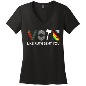 Vote Like Like Ruth Sent You Feminist Rbg Ruth Bader Ginsburg Women's V-Neck T-Shirt