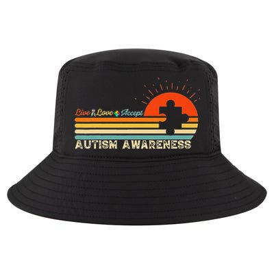 Vintage Live Love Accept Autism Puzzle Autism Awareness Cool Comfort Performance Bucket Hat
