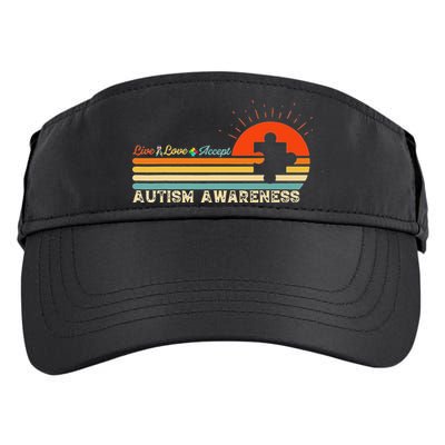 Vintage Live Love Accept Autism Puzzle Autism Awareness Adult Drive Performance Visor