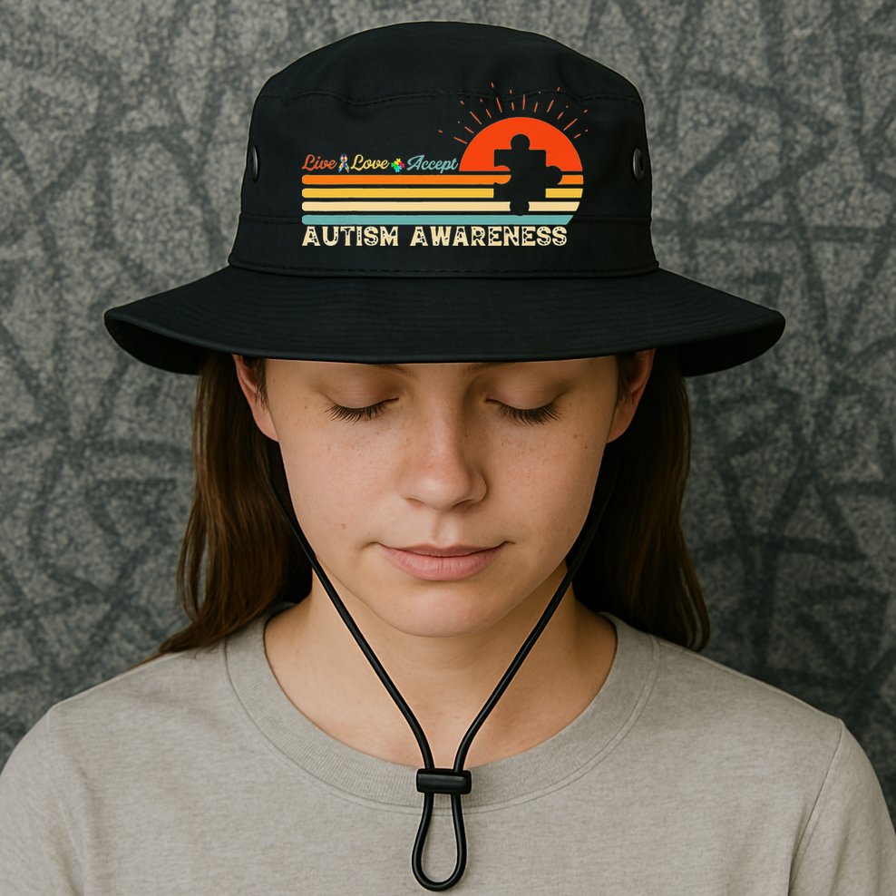 Vintage Live Love Accept Autism Puzzle Autism Awareness Bucket Hat