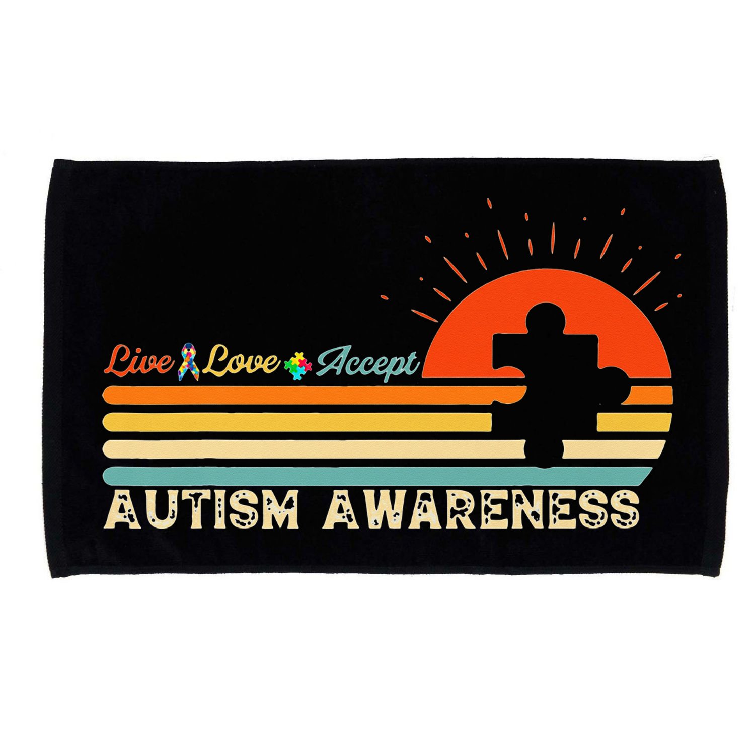 Vintage Live Love Accept Autism Puzzle Autism Awareness Microfiber Hand Towel