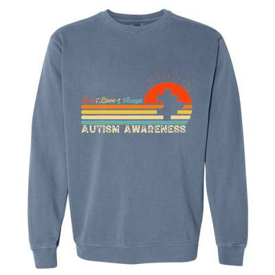 Vintage Live Love Accept Autism Puzzle Autism Awareness Garment-Dyed Sweatshirt