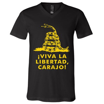 Viva La Libertad Carajo Milei Libertarian Ancap Liberty V-Neck T-Shirt