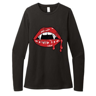 Vampire Lips Lazy Halloween Costume Blood Fangs Cool Gift Womens CVC Long Sleeve Shirt