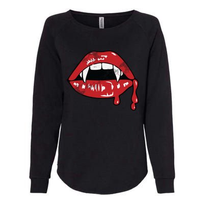 Vampire Lips Lazy Halloween Costume Blood Fangs Cool Gift Womens California Wash Sweatshirt