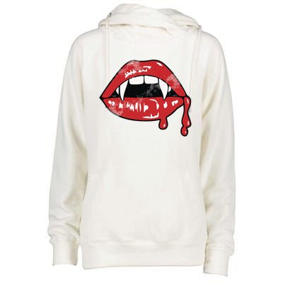 Vampire Lips Lazy Halloween Costume Blood Fangs Cool Gift Womens Funnel Neck Pullover Hood