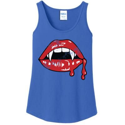 Vampire Lips Lazy Halloween Costume Blood Fangs Cool Gift Ladies Essential Tank