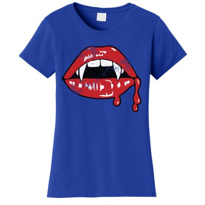 Vampire Lips Lazy Halloween Costume Blood Fangs Cool Gift Women's T-Shirt