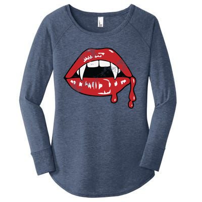 Vampire Lips Lazy Halloween Costume Blood Fangs Cool Gift Women's Perfect Tri Tunic Long Sleeve Shirt