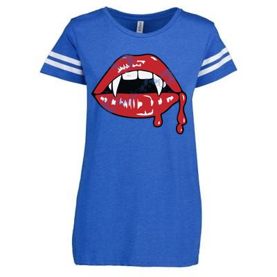 Vampire Lips Lazy Halloween Costume Blood Fangs Cool Gift Enza Ladies Jersey Football T-Shirt