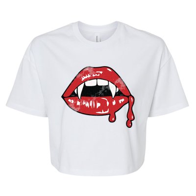 Vampire Lips Lazy Halloween Costume Blood Fangs Cool Gift Bella+Canvas Jersey Crop Tee