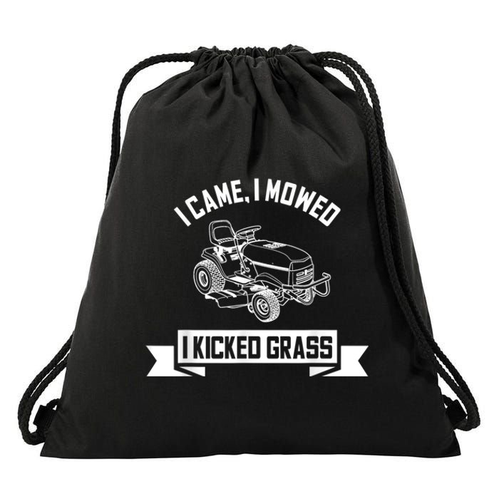 Vintage Lawn Mowing Funny Landscaping Mowologist Drawstring Bag