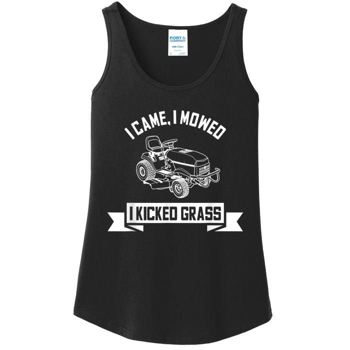 Vintage Lawn Mowing Funny Landscaping Mowologist Ladies Essential Tank