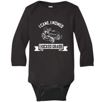 Vintage Lawn Mowing Funny Landscaping Mowologist Baby Long Sleeve Bodysuit