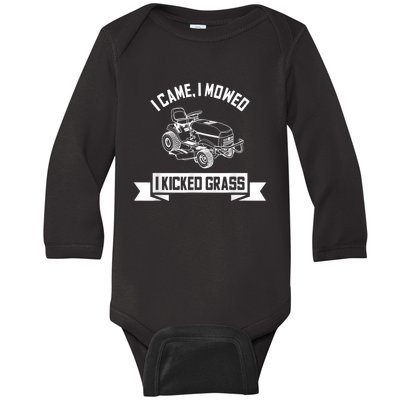 Vintage Lawn Mowing Funny Landscaping Mowologist Baby Long Sleeve Bodysuit