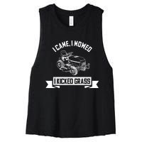 Vintage Lawn Mowing Funny Landscaping Mowologist Women's Racerback Cropped Tank