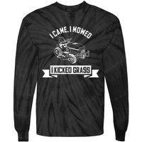 Vintage Lawn Mowing Funny Landscaping Mowologist Tie-Dye Long Sleeve Shirt