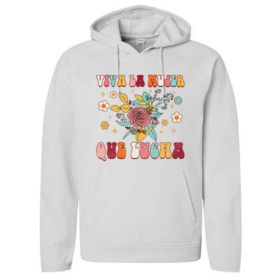 Viva La Mujer Que Lucha Latina Power Feminist Mexican Groovy Performance Fleece Hoodie