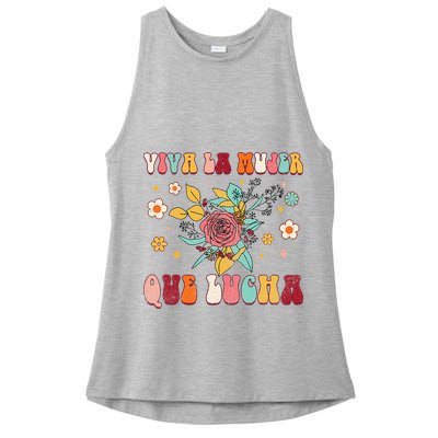 Viva La Mujer Que Lucha Latina Power Feminist Mexican Groovy Ladies PosiCharge Tri-Blend Wicking Tank