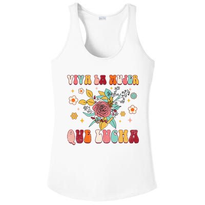 Viva La Mujer Que Lucha Latina Power Feminist Mexican Groovy Ladies PosiCharge Competitor Racerback Tank