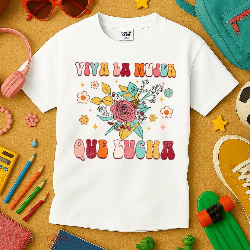 Viva La Mujer Que Lucha Latina Power Feminist Mexican Groovy Kids T-Shirt