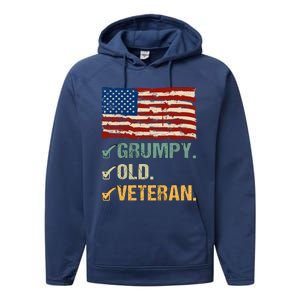 Veteran Lives Matter Grumpy Old Veteran Vietnam Veterans Day Gift Performance Fleece Hoodie