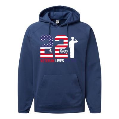 Veteran Lives Matter Veterans Day Gift Performance Fleece Hoodie