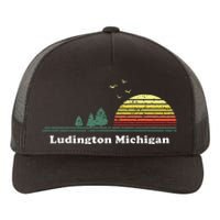 Vintage Ludington Michigan Sunset Souvenir Print Yupoong Adult 5-Panel Trucker Hat