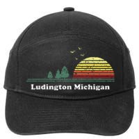 Vintage Ludington Michigan Sunset Souvenir Print 7-Panel Snapback Hat