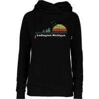 Vintage Ludington Michigan Sunset Souvenir Print Womens Funnel Neck Pullover Hood