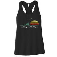 Vintage Ludington Michigan Sunset Souvenir Print Women's Racerback Tank