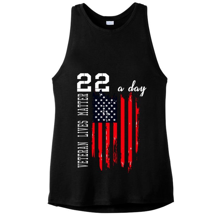 Veteran Lives Matter Suicide Awareness Ptsd Veteran 22 Day Cool Gift Ladies PosiCharge Tri-Blend Wicking Tank