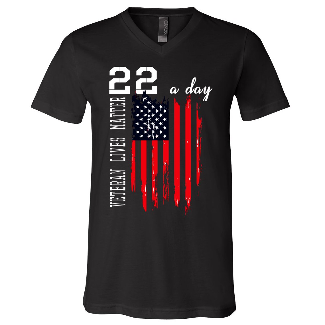 Veteran Lives Matter Suicide Awareness Ptsd Veteran 22 Day Cool Gift V-Neck T-Shirt