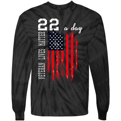 Veteran Lives Matter Suicide Awareness Ptsd Veteran 22 Day Cool Gift Tie-Dye Long Sleeve Shirt