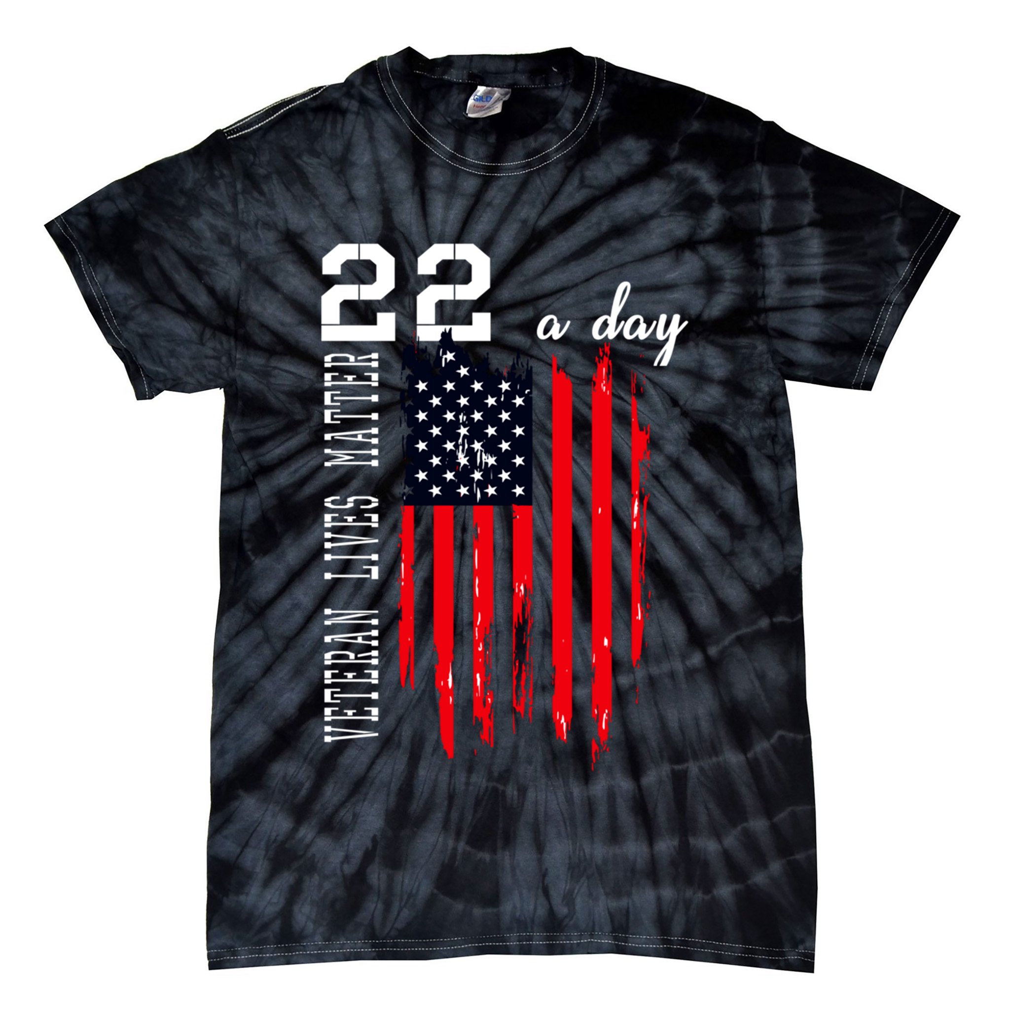 Veteran Lives Matter Suicide Awareness Ptsd Veteran 22 Day Cool Gift Tie-Dye T-Shirt
