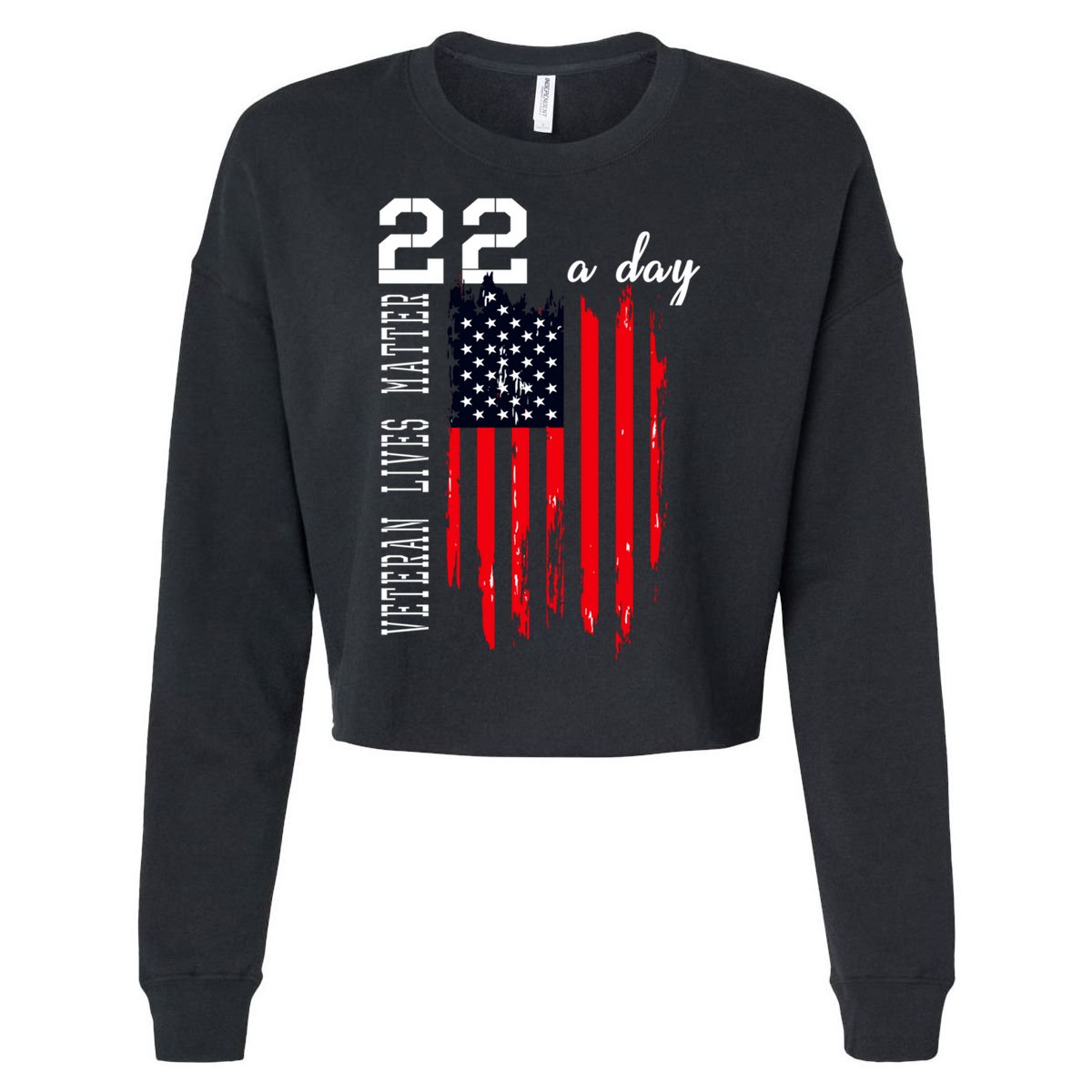 Veteran Lives Matter Suicide Awareness Ptsd Veteran 22 Day Cool Gift Cropped Pullover Crew
