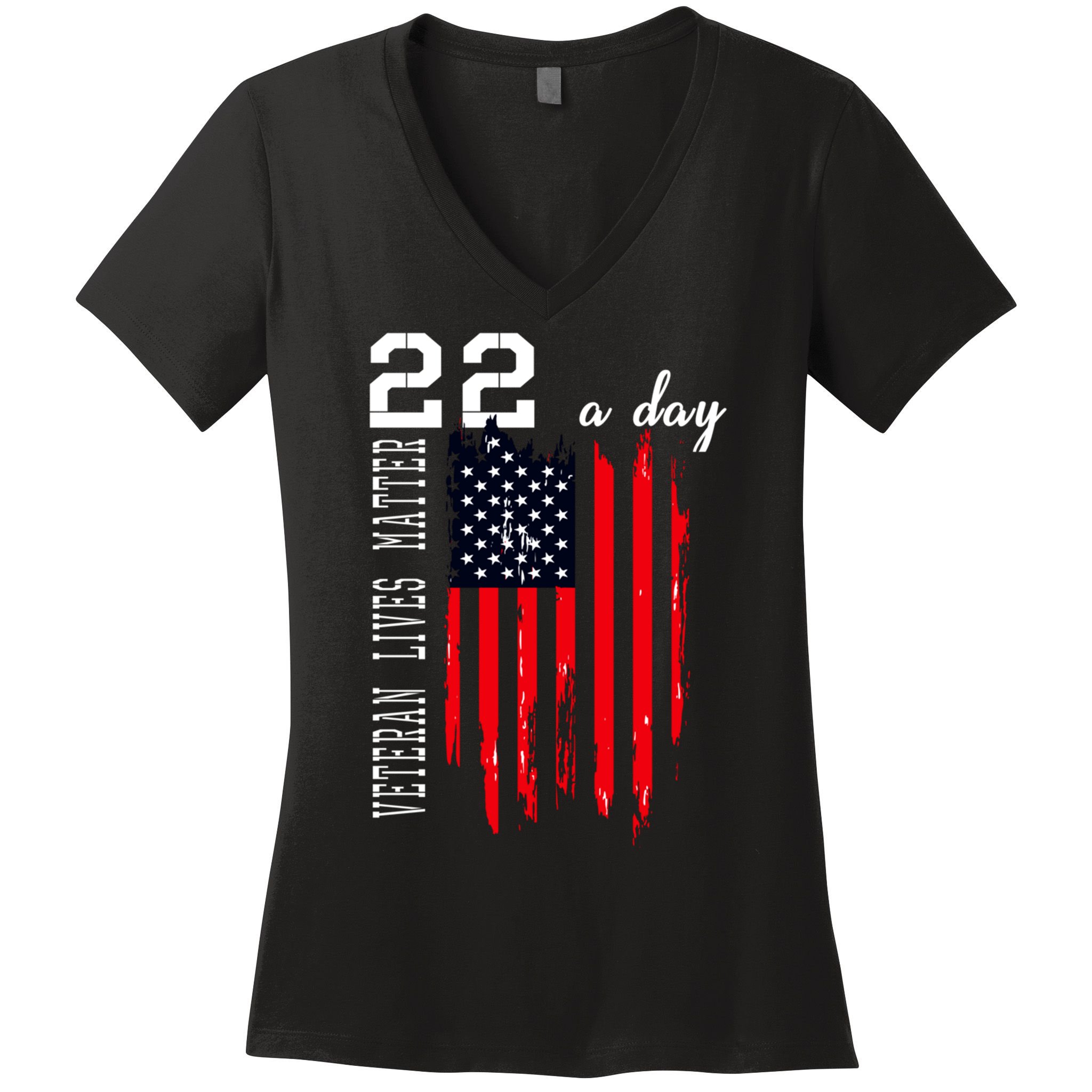 Veteran Lives Matter Suicide Awareness Ptsd Veteran 22 Day Cool Gift Women's V-Neck T-Shirt