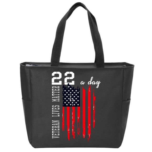 Veteran Lives Matter Suicide Awareness Ptsd Veteran 22 Day Cool Gift Zip Tote Bag