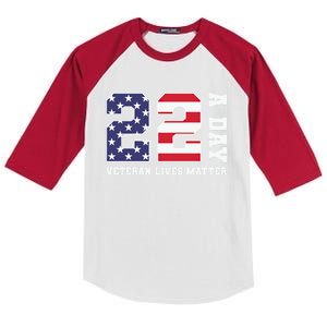 Veteran Lives Matter 22 Soldier Patriotic Gift Kids Colorblock Raglan Jersey