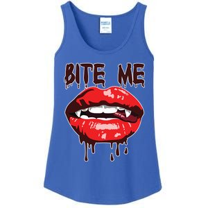 Vampire Lips Mouth Halloween Bite Me Scary Funny Gift Ladies Essential Tank