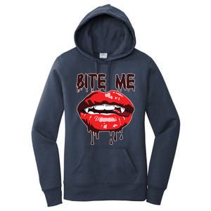 Vampire Lips Mouth Halloween Bite Me Scary Funny Gift Women's Pullover Hoodie