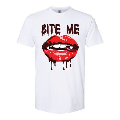 Vampire Lips Mouth Halloween Bite Me Scary Funny Gift Softstyle® CVC T-Shirt