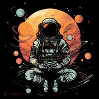 Vintage Lotus Meditating Astronaut Zen Yoga Planets Universe Tall T-Shirt