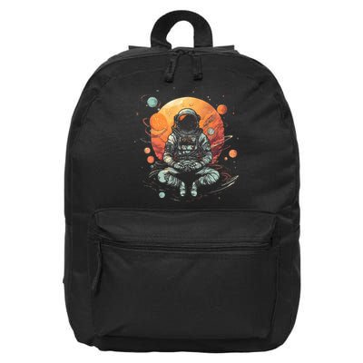 Vintage Lotus Meditating Astronaut Zen Yoga Planets Universe 16 in Basic Backpack