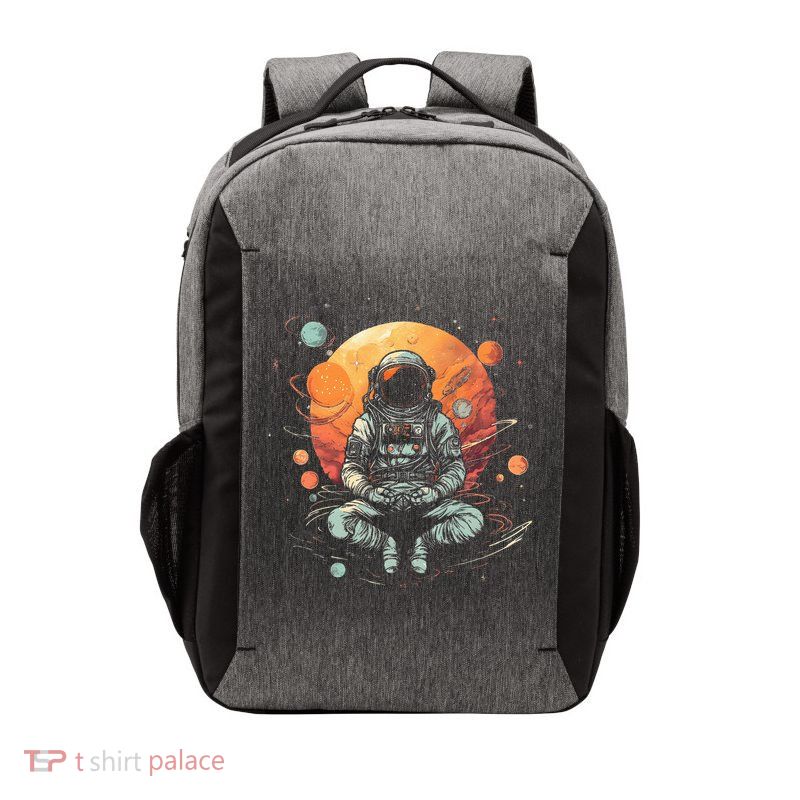 Vintage Lotus Meditating Astronaut Zen Yoga Planets Universe Vector Backpack